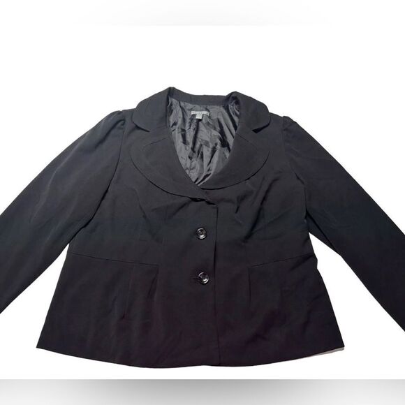Apt. 9 Black Two Button Blazer Peter Pan Collar Plus Size 18W Light Jacket Work - Picture 1 of 6